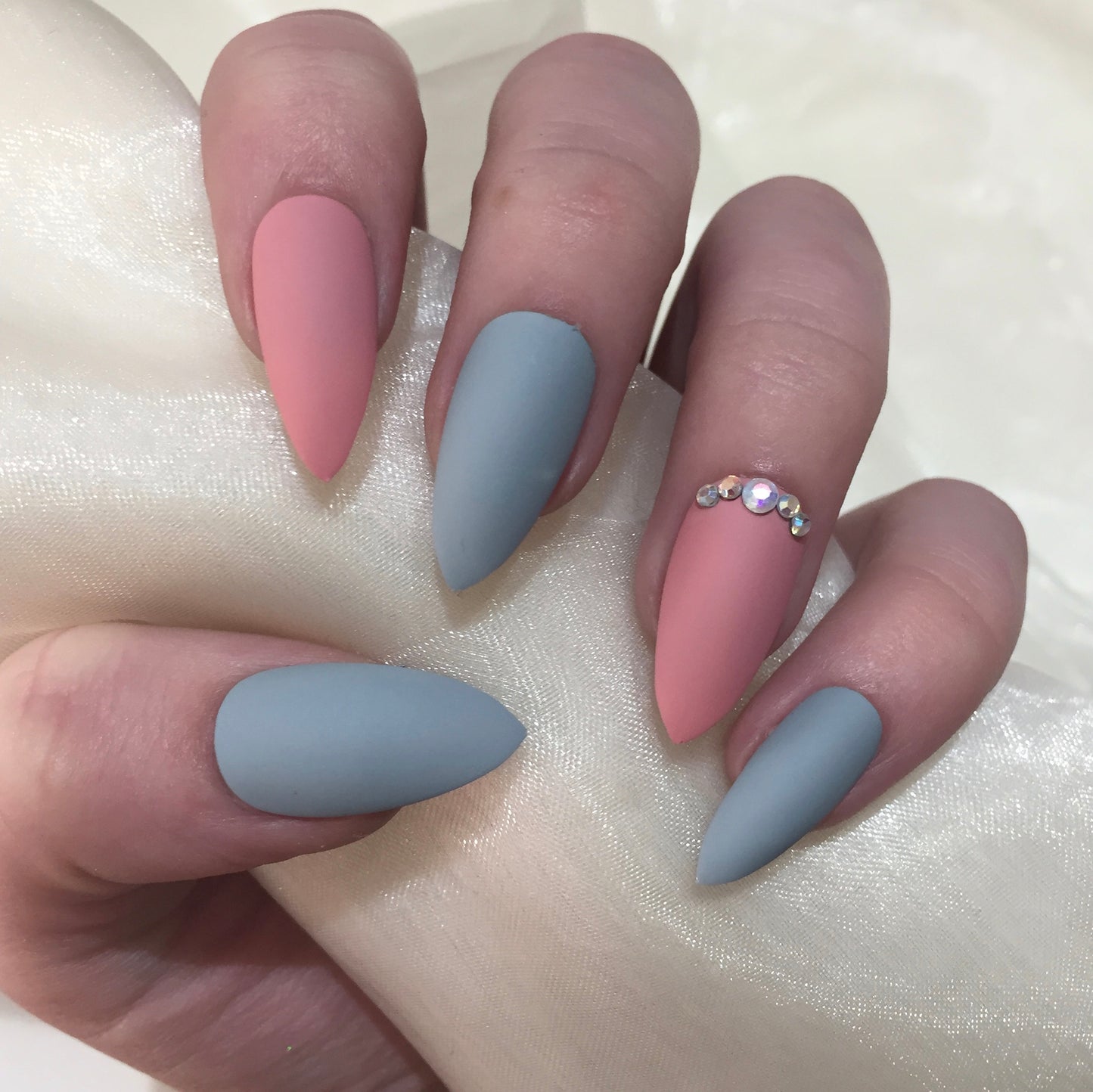 Dusty Pink and Grey Matte Stilettos