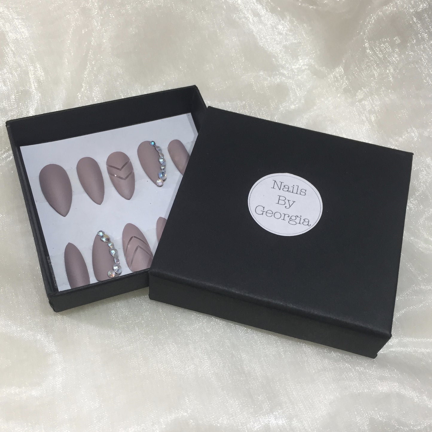 Matte Nude Chevron design and Rhinestone Coffins