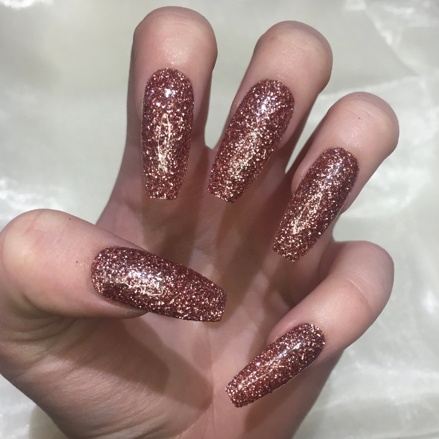 Extra Long Rose Gold Glitter Coffins