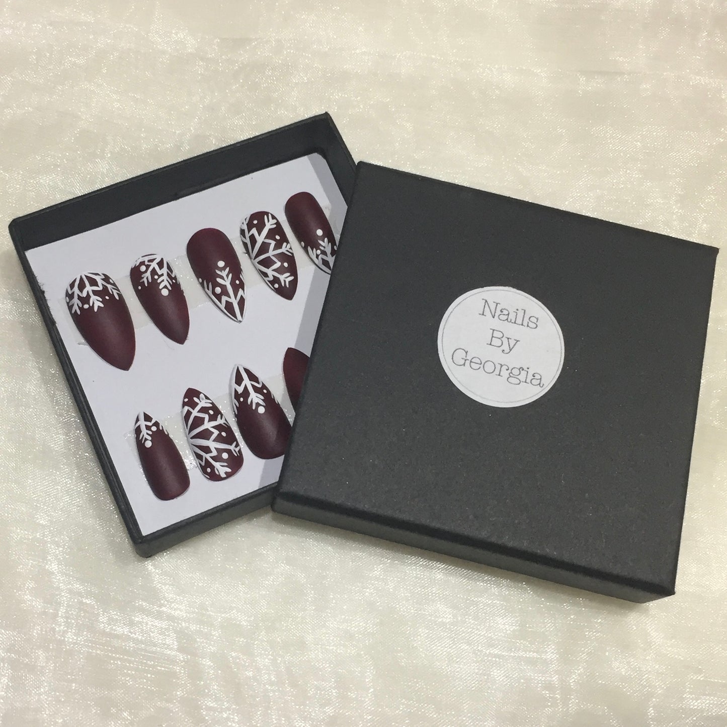 Christmas Matte Burgundy Snowflake Stilettos