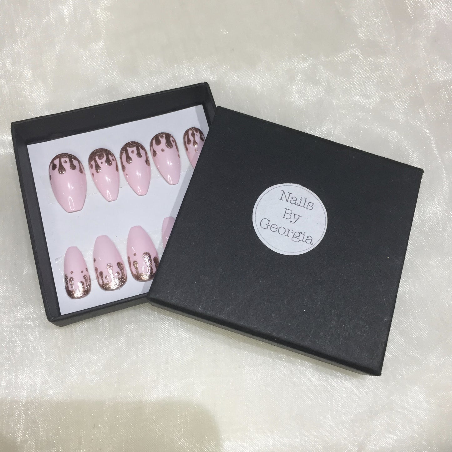 Pink Coffins with Rose Gold Drip Design