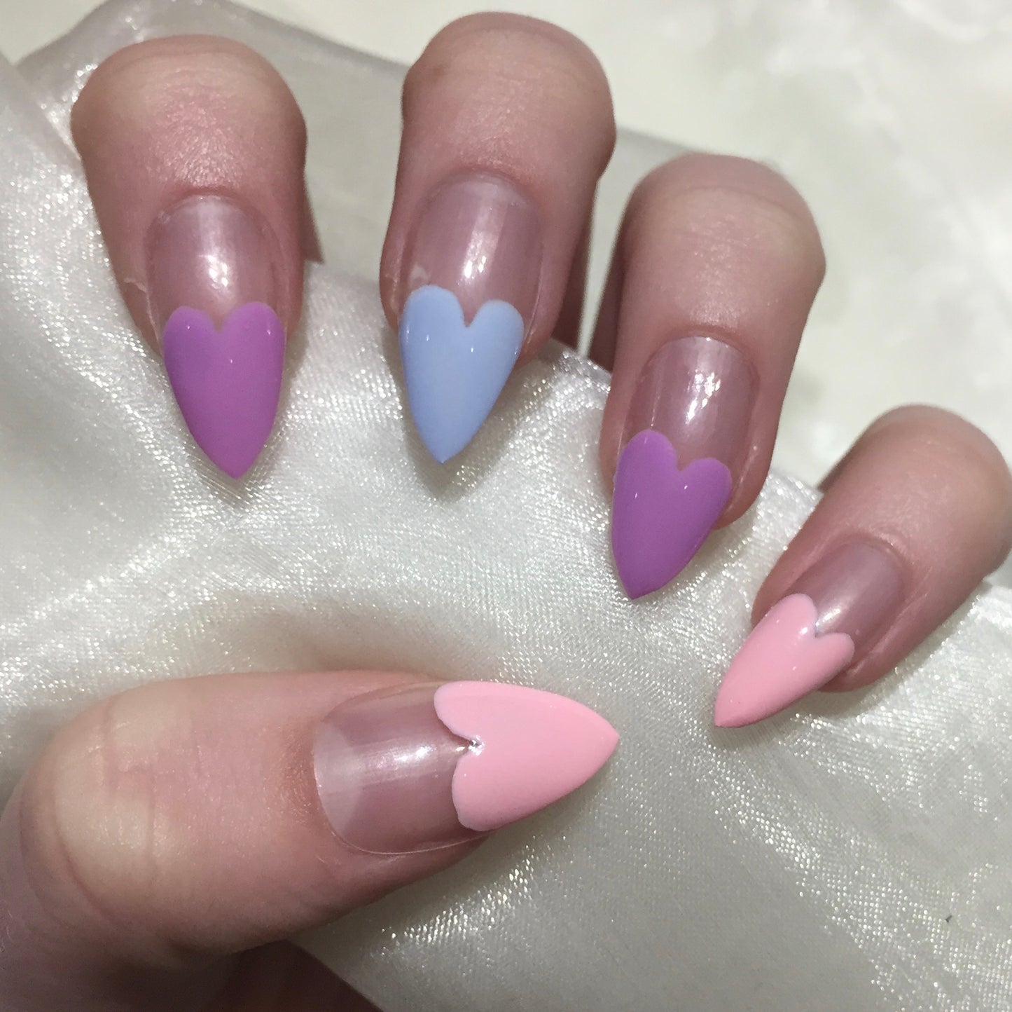 Pastel Heart Tip Stilettos