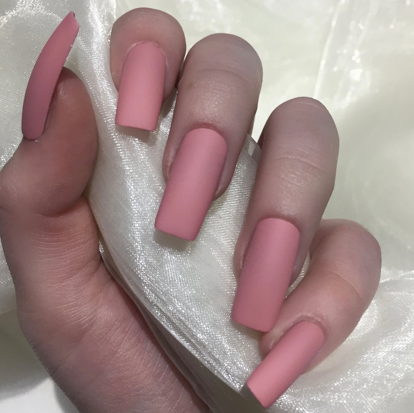 Extra Long Dusty Pink Matte Squares