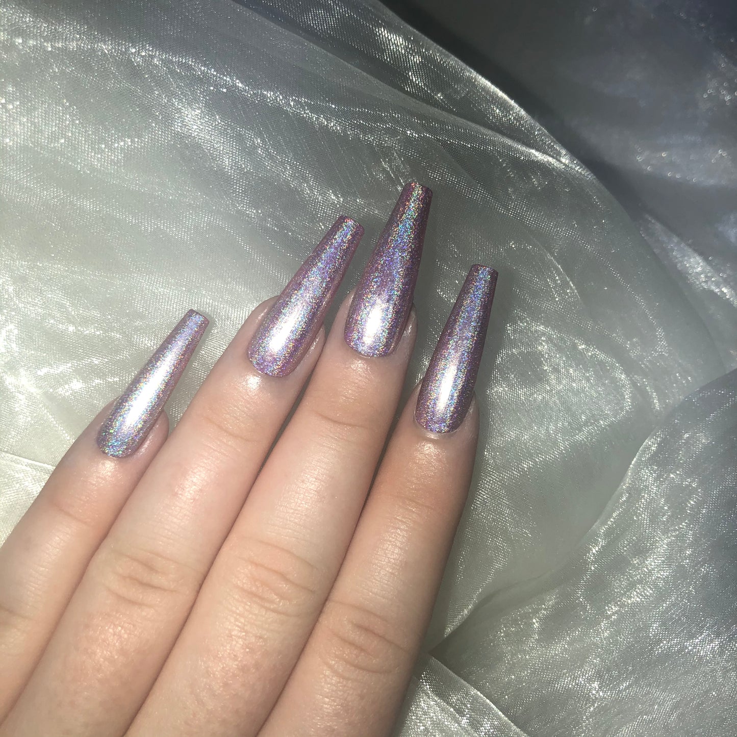 Extra Long Pink Holographic Coffins