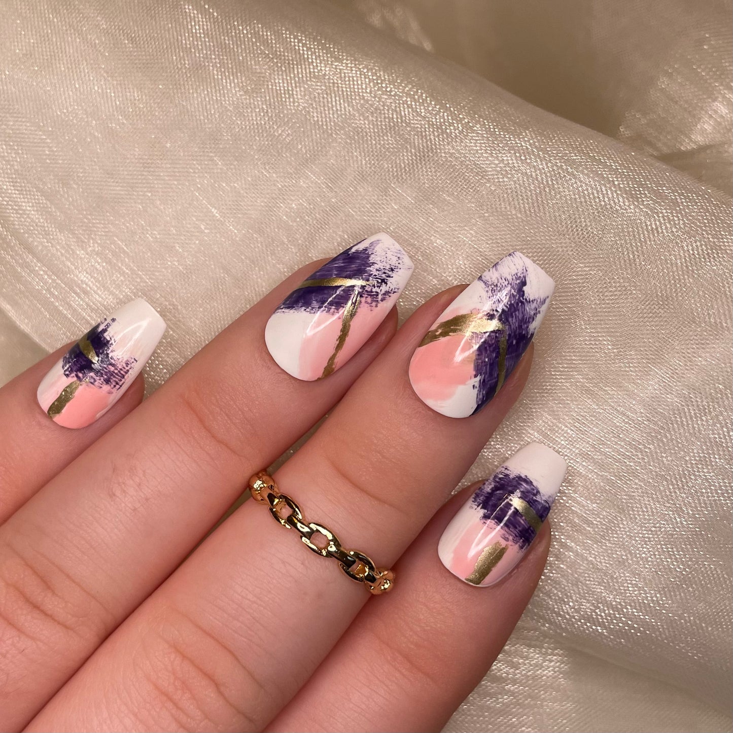 White abstract design coffin nails