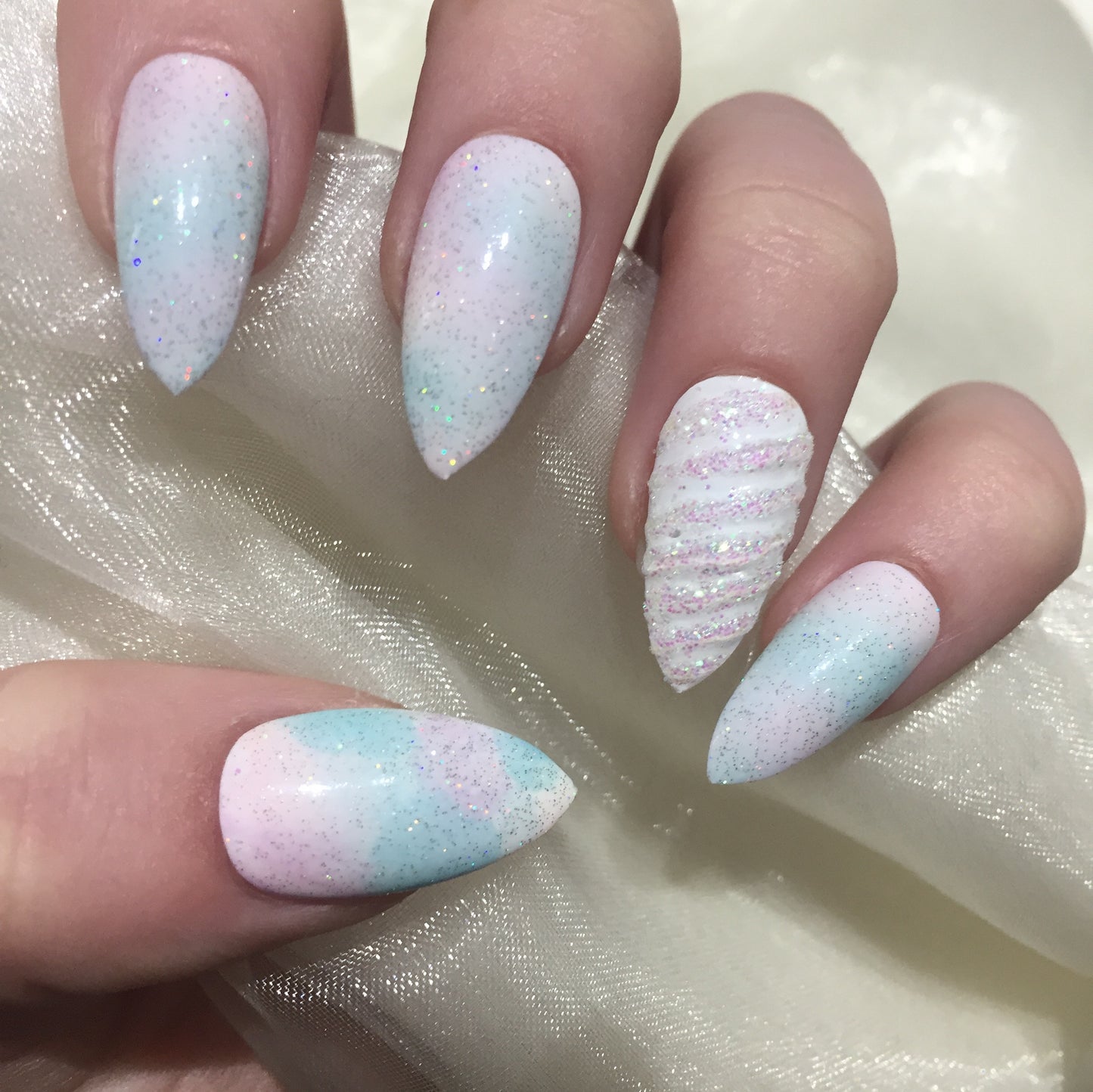 Extra Long Pastel Unicorn Glitter Coffins
