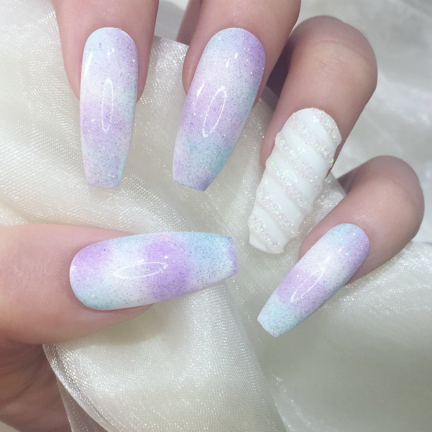 Pastel Ombre Glitter Unicorn Horn Stilettos