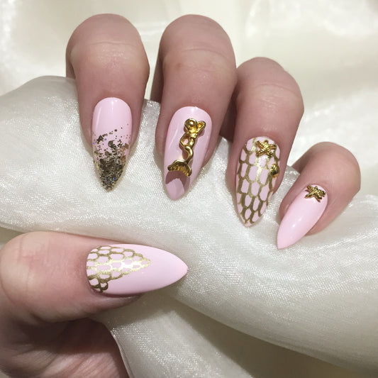 Pink and Gold Mermaid Stilettos
