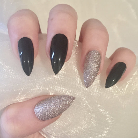 Black and Champagne Glossy Stilettos