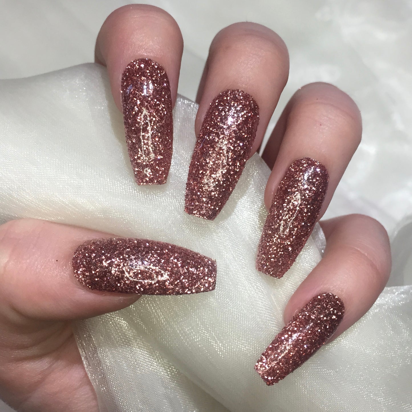 Extra Long Rose Gold Glitter Coffins