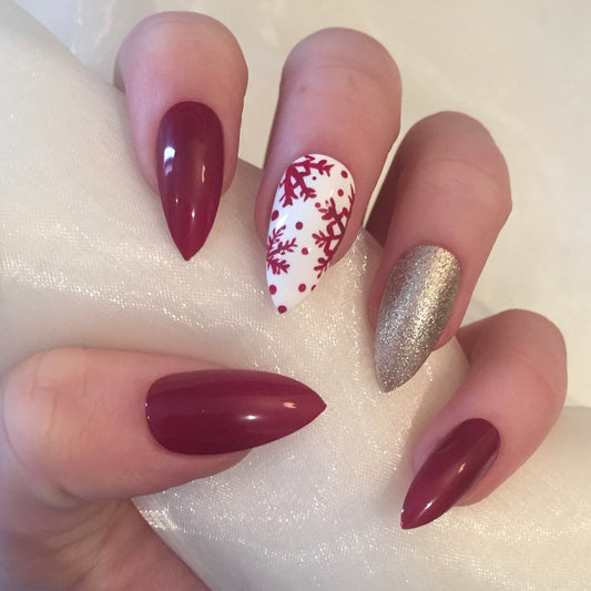 Christmas Red and Champagne Snowflake Stilettos