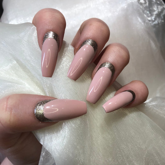 Pink and Champagne Glitter Extra Long Coffins