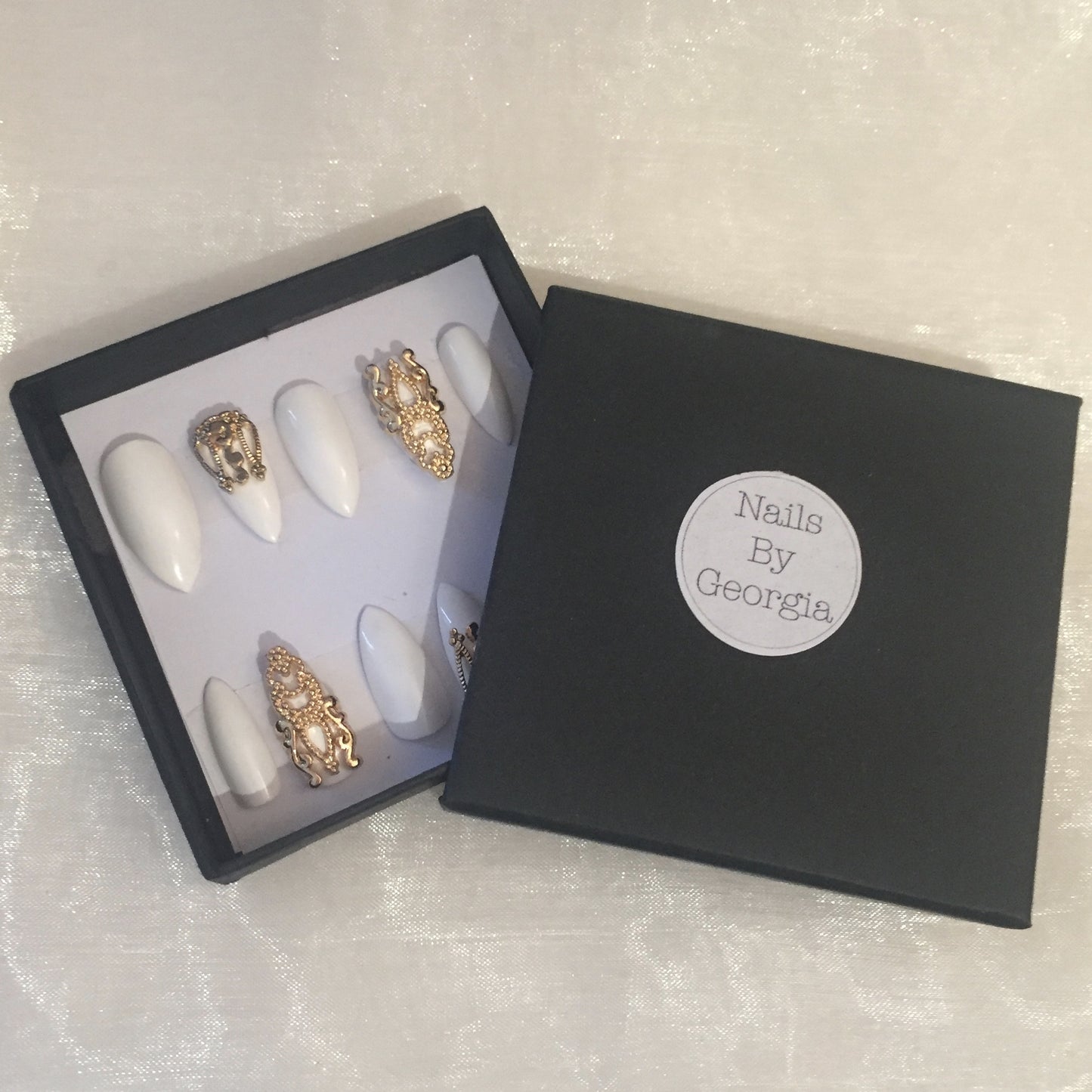 White Stilettos with 3D Gold Charms
