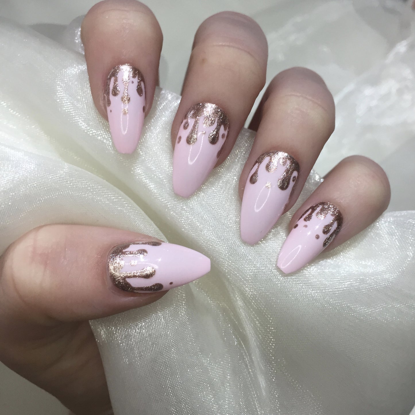 Pink Coffins with Rose Gold Drip Design