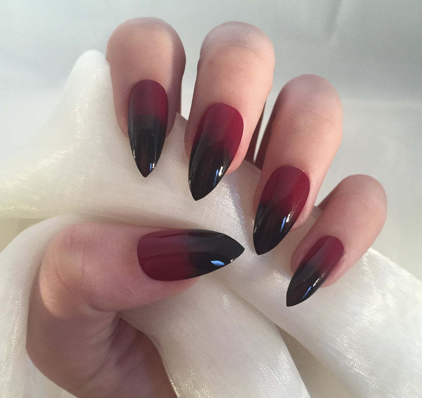 Berry Red to Black Ombre Stilettos.
