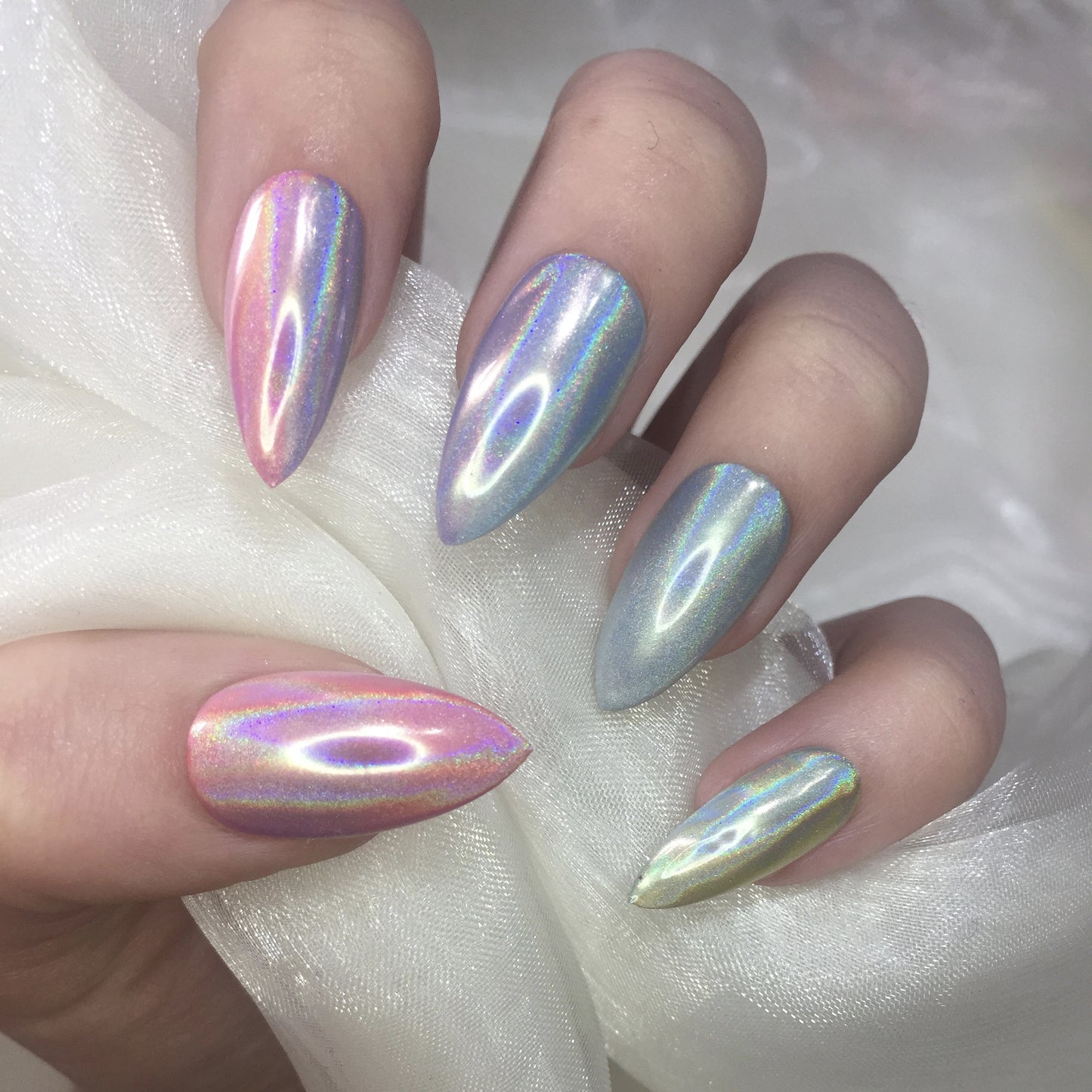 Holographic Rainbow Ombre Stilettos