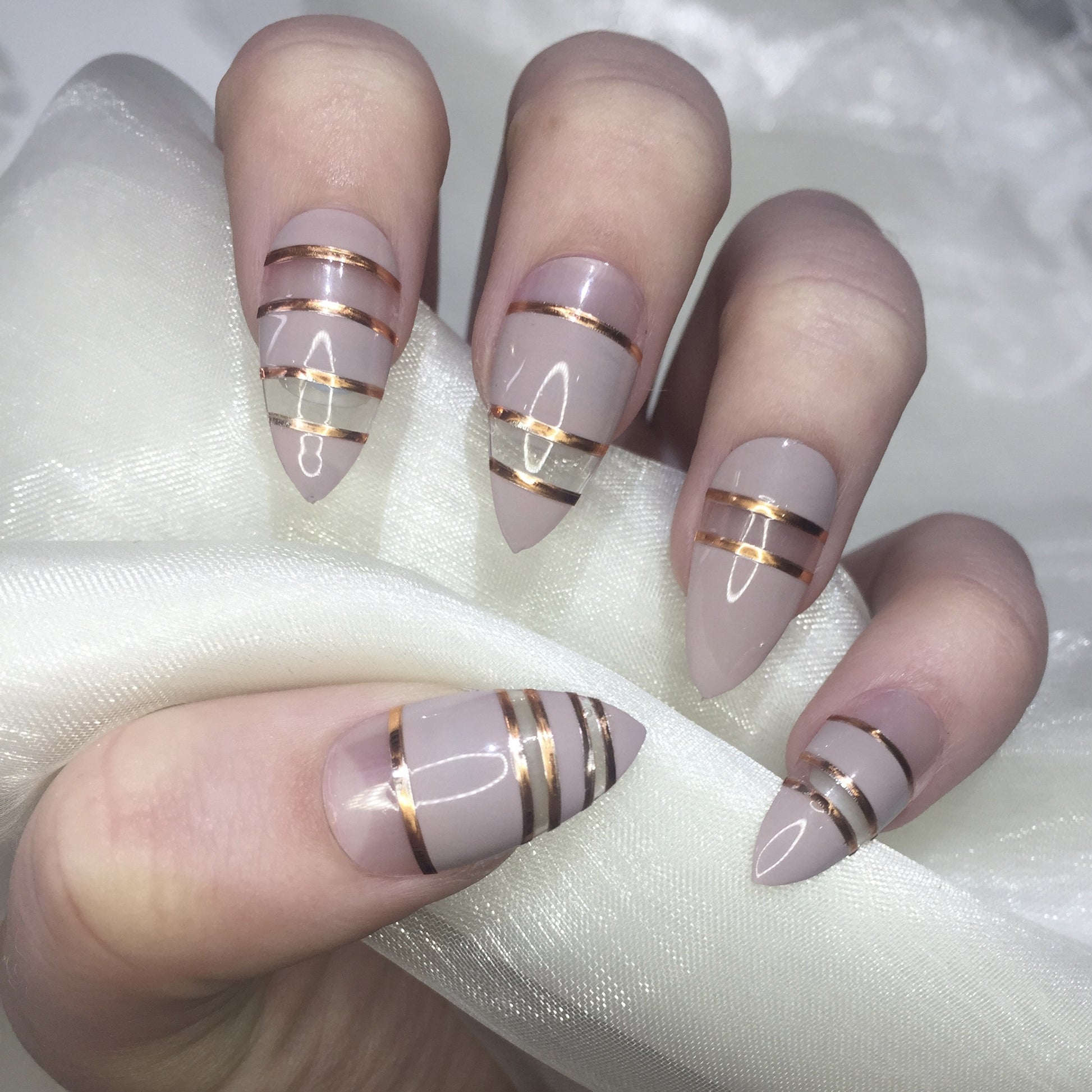 Brown Matte Nails with Negative Space