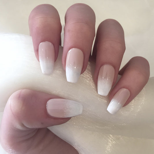 Sheer Nude to White Ombre Coffins