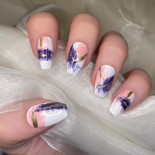 White abstract design coffin nails