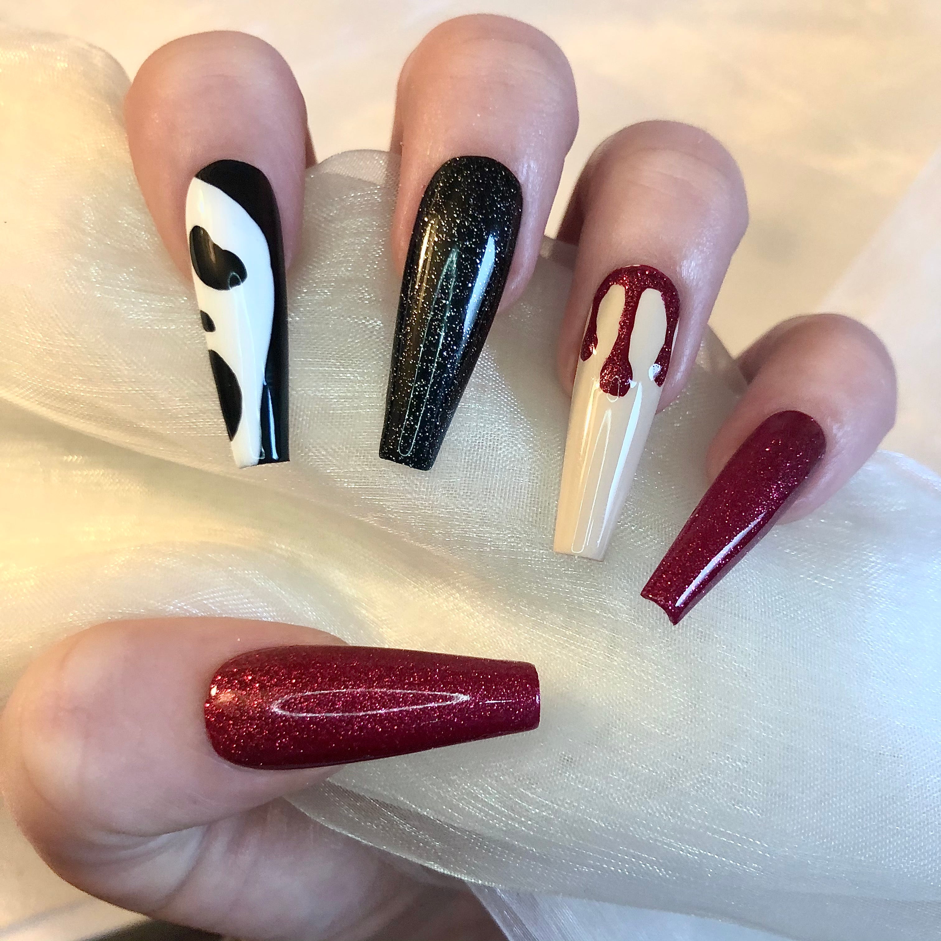 Extra Long Scream Halloween Ballerina Nails – Nails By Georgia