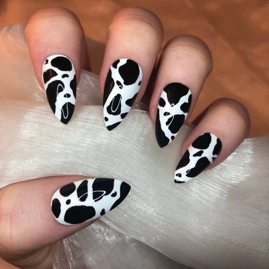 Cow Print Stiletto Nails