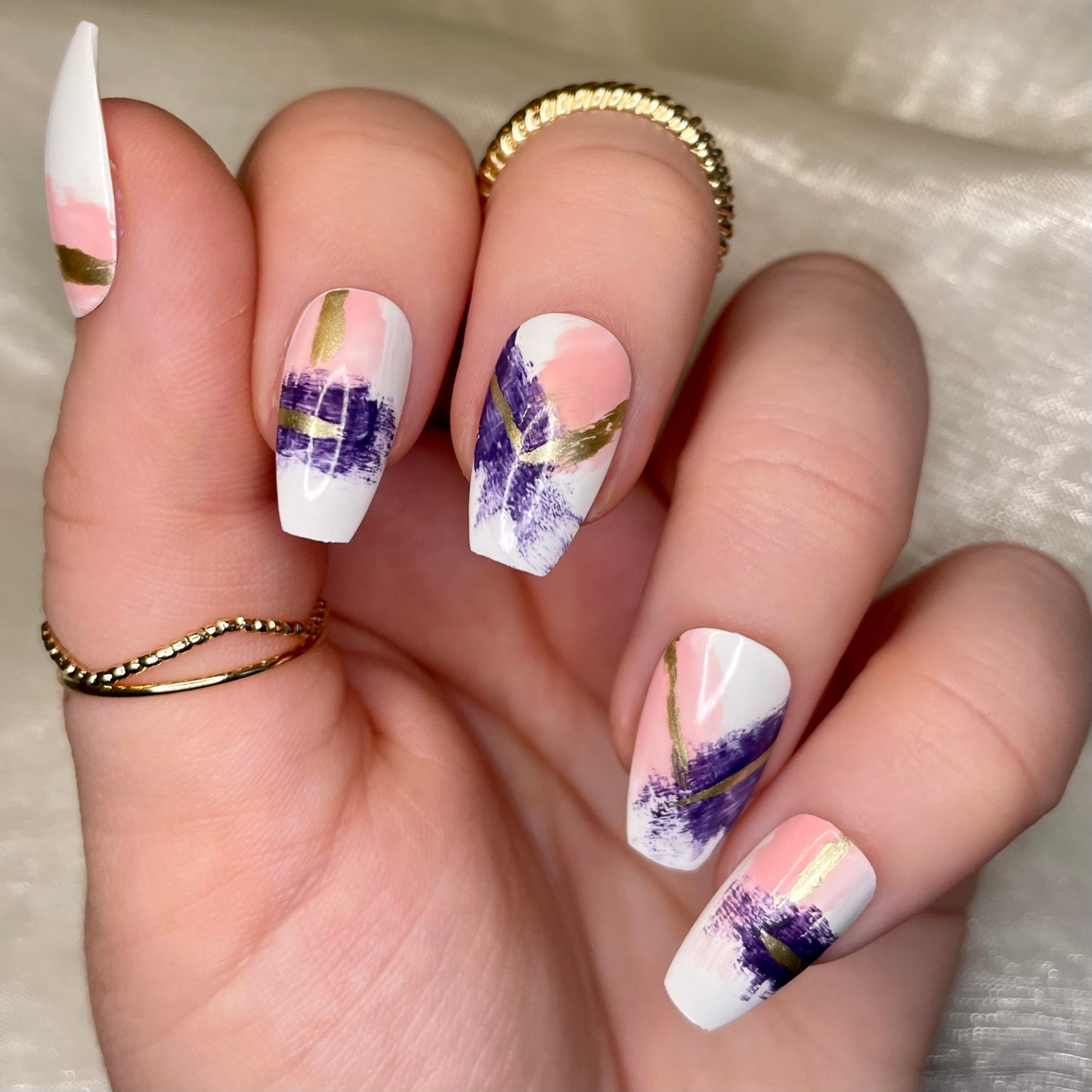 White abstract design coffin nails