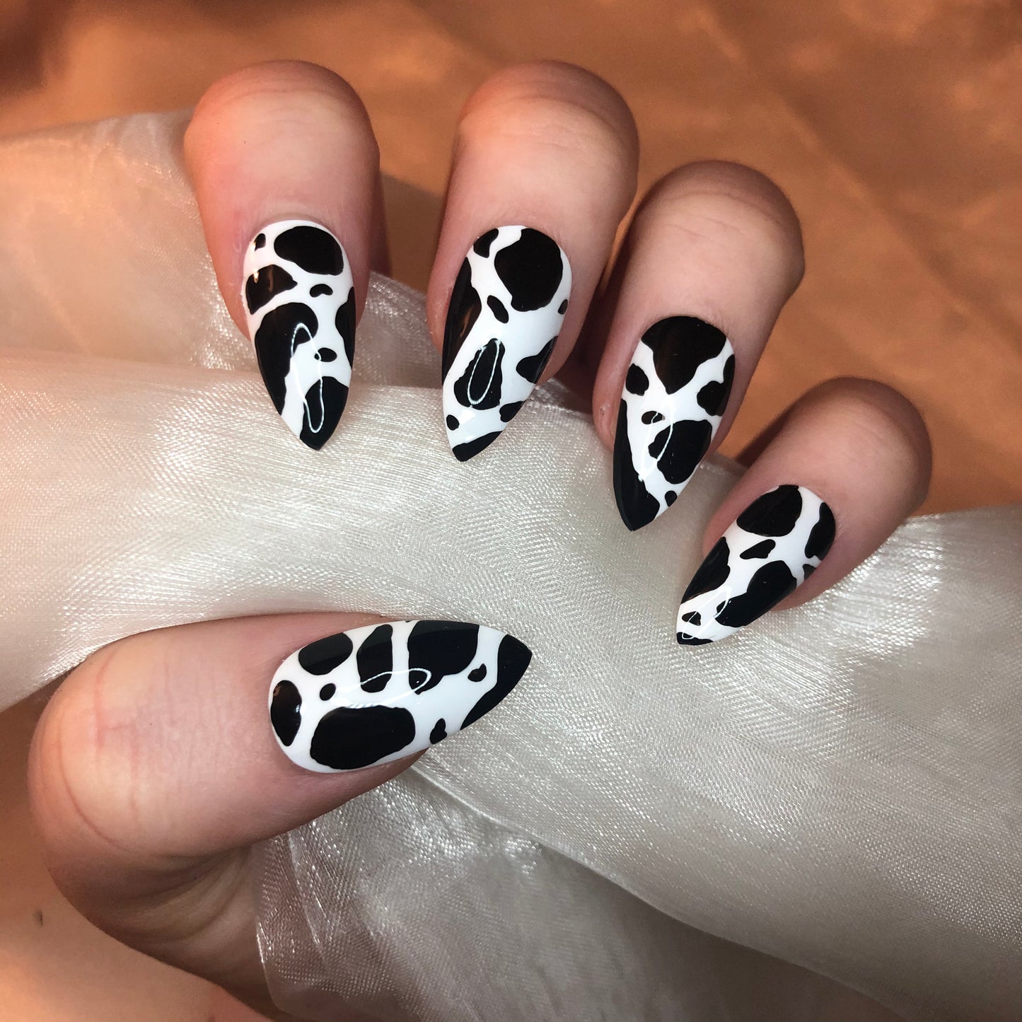 Cow Print Ballerina Nails