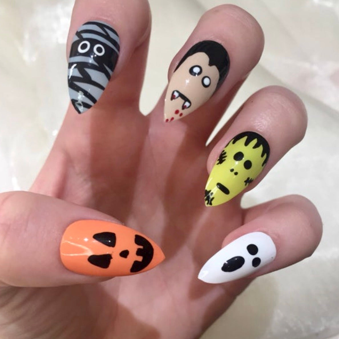 Halloween Character Stiletto Nails
